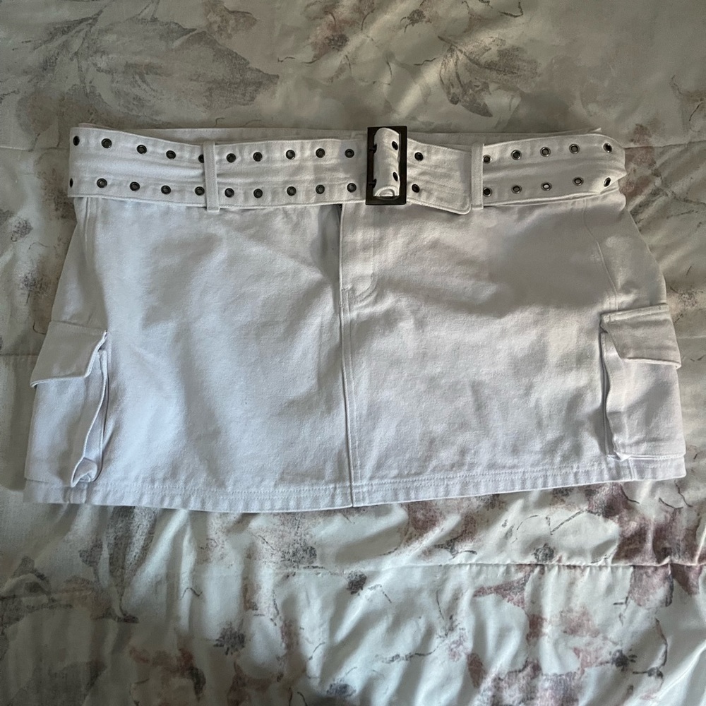 Princess Polly White Cargo Mini Skirt
